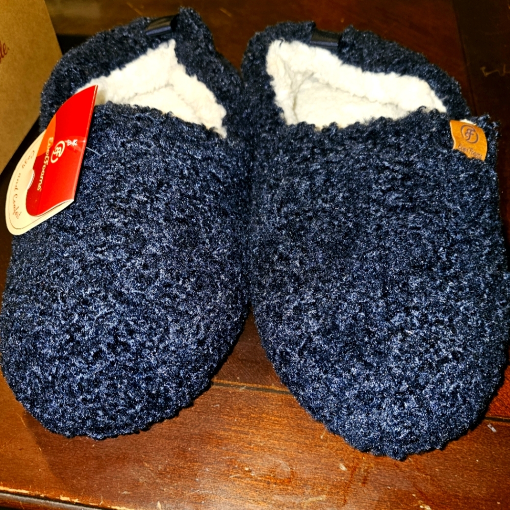 EverFoams Women's Faux Shearling Slippers Navy 8.5